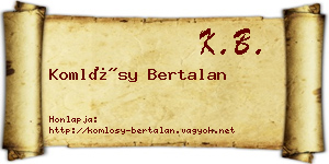 Komlósy Bertalan névjegykártya